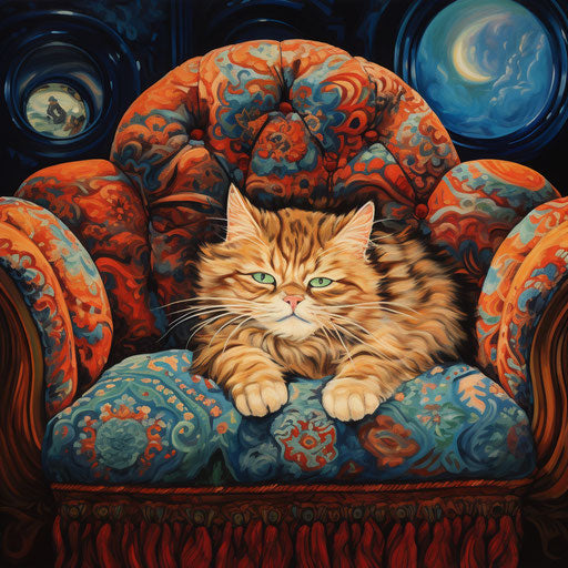 Louis Wain cat sleeping on a couch