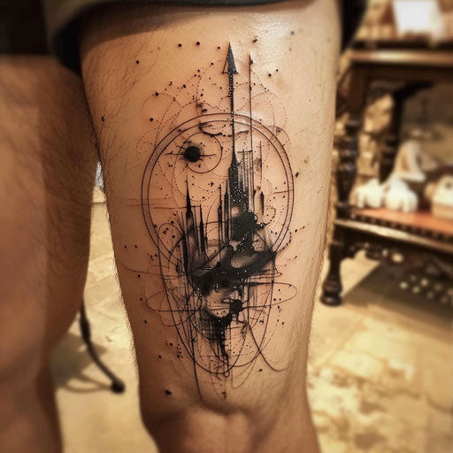 Abstract tattoo inspired by cosmic themes