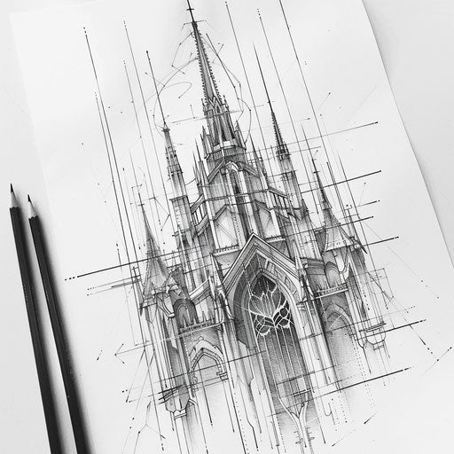 Architectural geometric tattoo sketch of a famous landmark