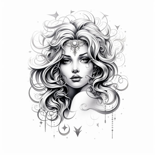 Virgo tattoo on white background