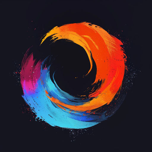 Artistic print logo on colorful abstract background