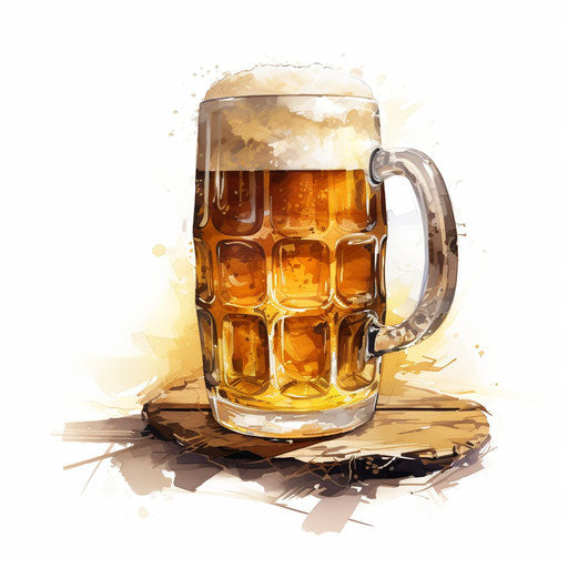 Beer clipart in the style of Oil painting, on a white background
