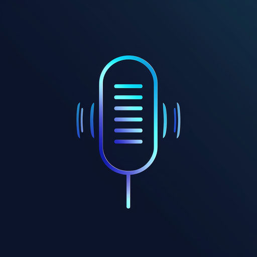 Sleek podcast logo with clean lines and a blue gradient background