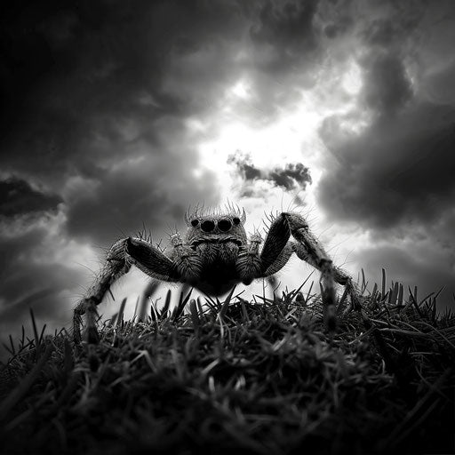 Sweet spider in front of a dramatic sky
