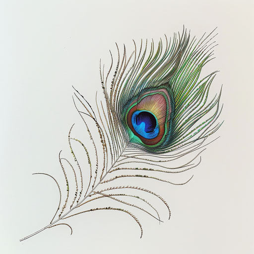 Peacock feather clipart in a photo-realistic style on white background