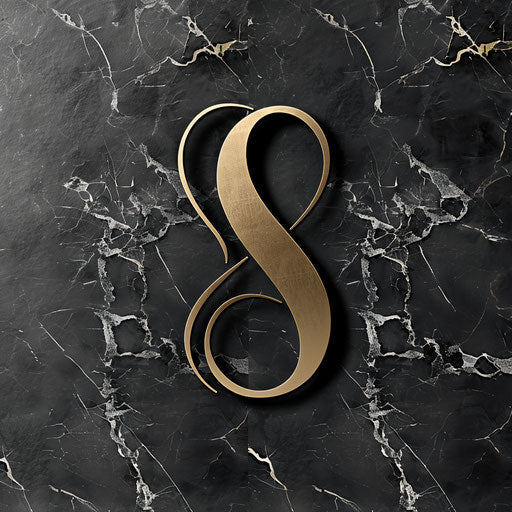 Black and gold boutique logo with a minimalist background