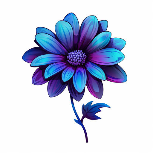 Cartoon flower in the style of Chiaroscuro Art, on white background