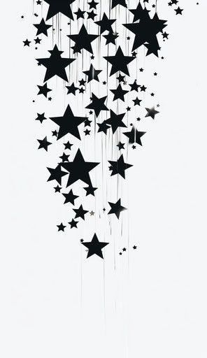 Black stars on white surface, anime aesthetic style, simple 37:64