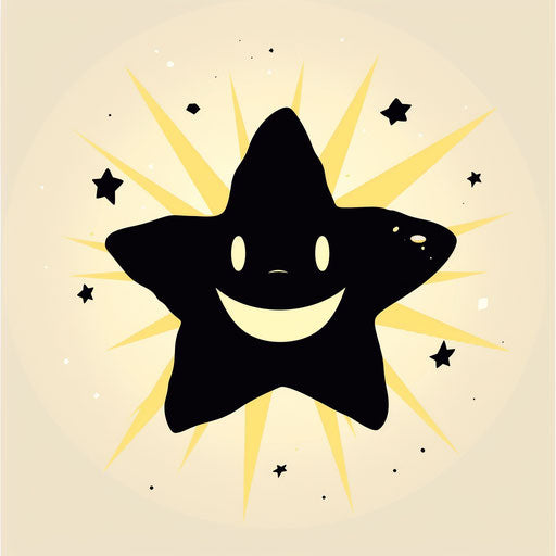 Emoji star, smiling face, Coolidge style, youthful energy