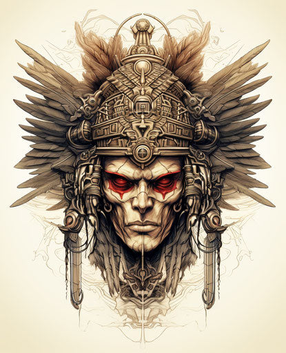 Ancient warrior with wings, piratepunk style, energetic