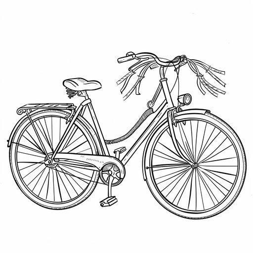 Bike outline with handlebar streamers and bell