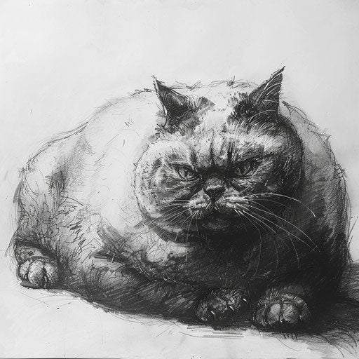 Drawing of chubby cat