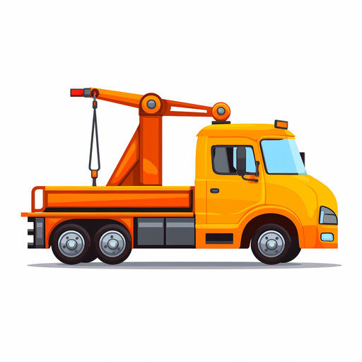 Minimalist style tow truck clipart on white background