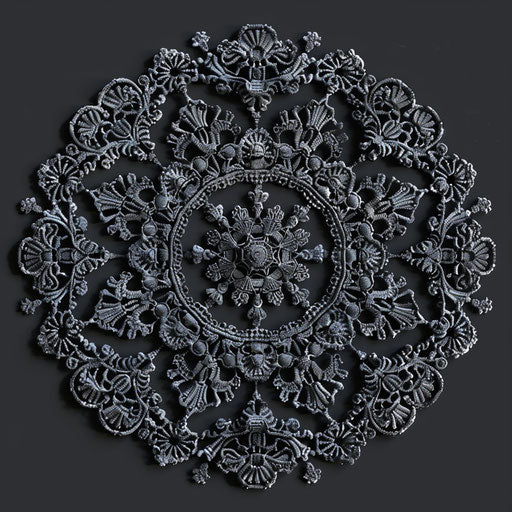 Crochet clipart rendered in realistic style on dark background