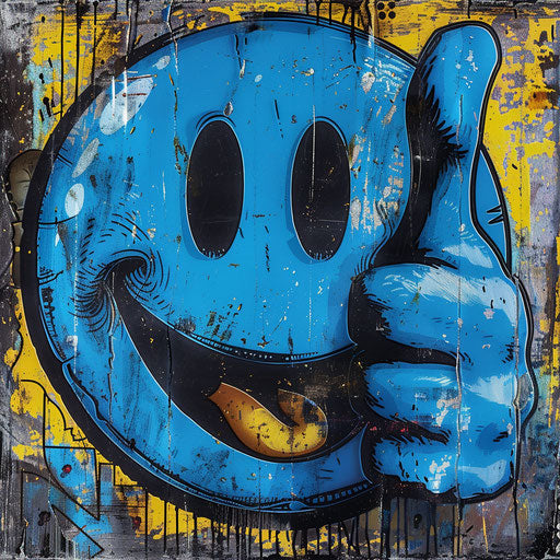 Blue smiley face with thumbs up