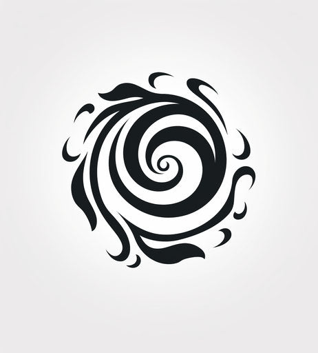 Free tribal design logo for tattoo ideas on white background, soft focal points style, dazecore, emphasizes feelings, spirals, asian-inspired, disfigured forms, graphic design flair 26:29