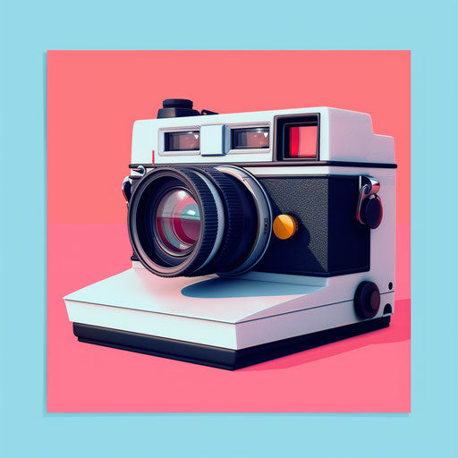 Polaroid camera clipart with a flat random background