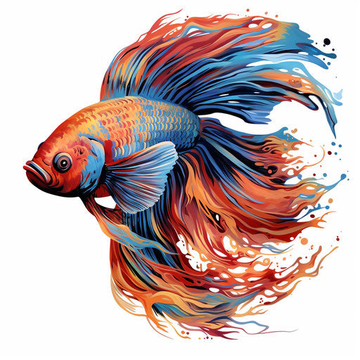 Fish clipart in the style of Chiaroscuro Art, on white background