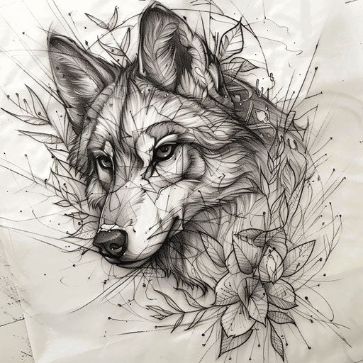 Detailed sketch of a lobo with fine line work and subtle shading