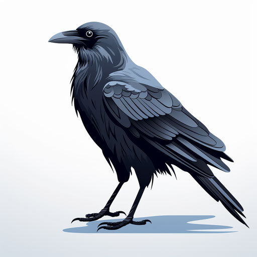 Minimalist raven illustration on white background