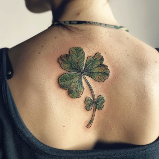 Vintage-style shamrock tattoo with faded green and brown colors