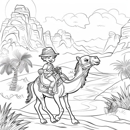 Camel and boy in the desert