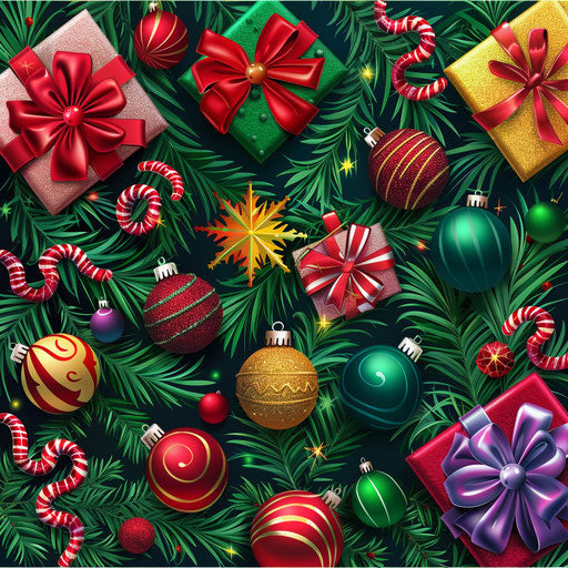 Christmas clip art with flat random background, vibrant tones