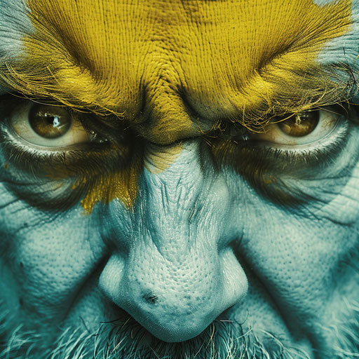 Angry face with eyes open, AP photo style, discreet detail, non-representational