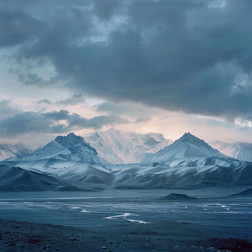 The Kunlun Mountains at stormy sunset