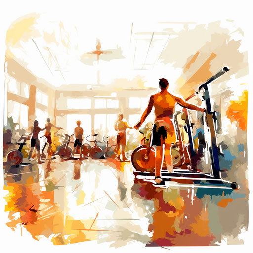 Gym clipart in the style of Impressionistic Art, on a white background
