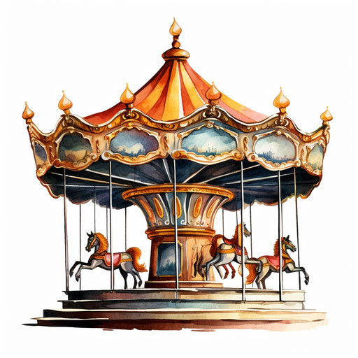 Carousel clipart in the style of Chiaroscuro Art