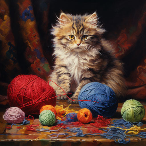 Cat playing with yarn