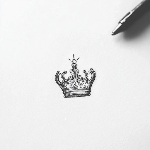 Small tattoo designs in beautiful clipart style featuring a crown