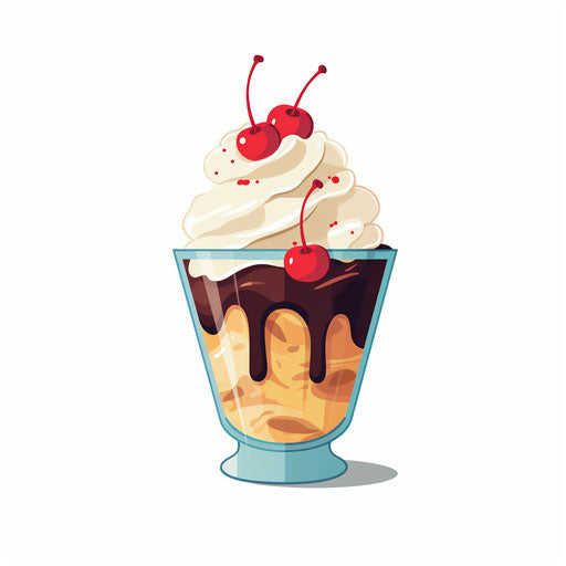 Minimalist ice cream sundae clipart on white background