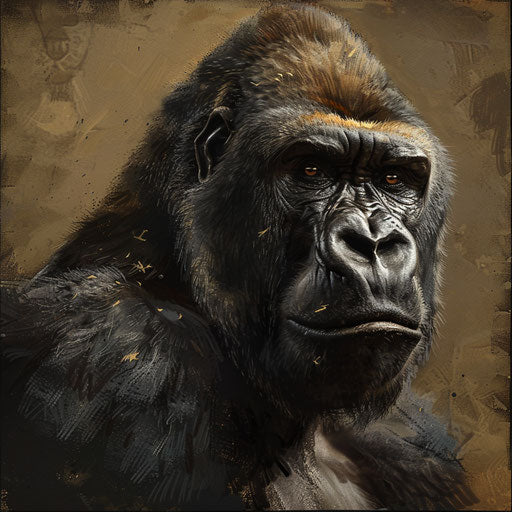 Detailed portrait of a gorilla, emphasizing texture of fur