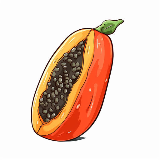 Minimalist style papaya clipart on white background