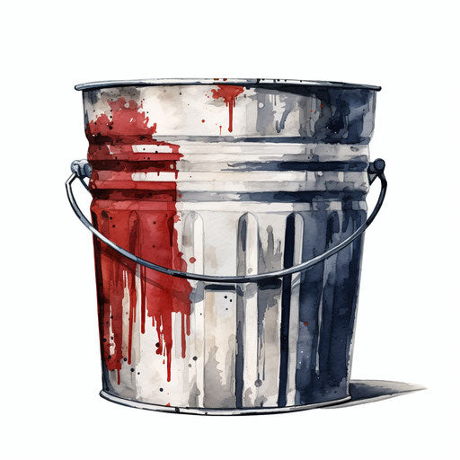 Bucket clipart in the style of Oil painting, on a white background