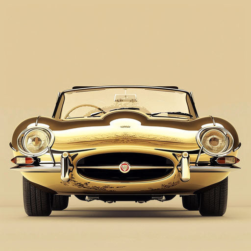 Golden Jaguar E Type Car