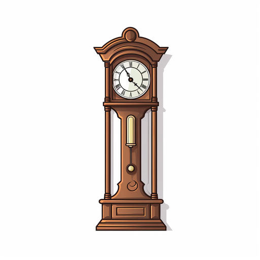Minimalist-style grandfather clock clipart on white background