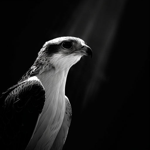 Kite bird in high-contrast black and white