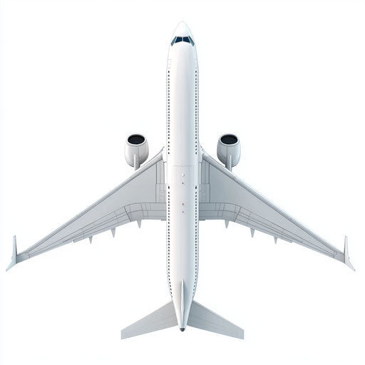 3D Commercial Airliner in realistic style on flat white background, isolated clipart