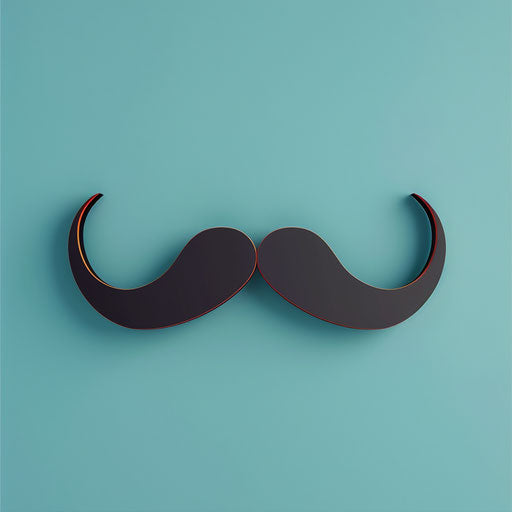 Realistic mustache clipart on flat turquoise background