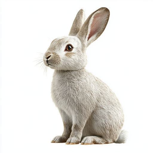 Realistic 3D rabbit on flat white background
