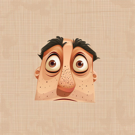 Cartoon face in photorealistic quality on flat beige background