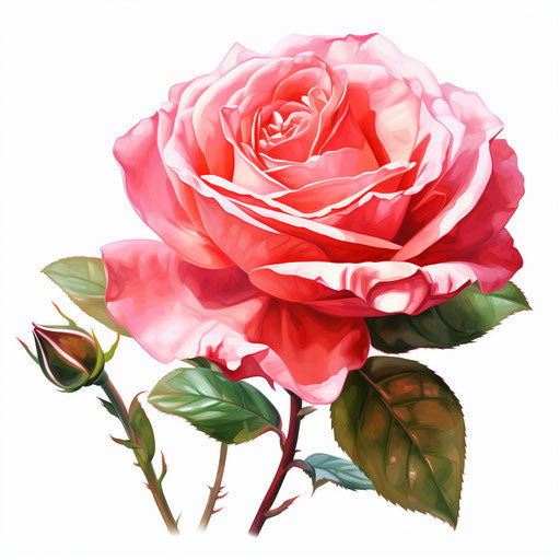 Rose clipart in the style of Oil painting, on a white background