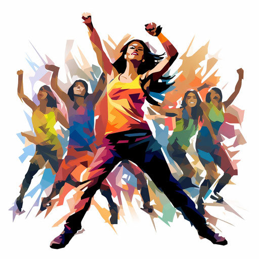 Impressionistic Art style zumba clipart on white background