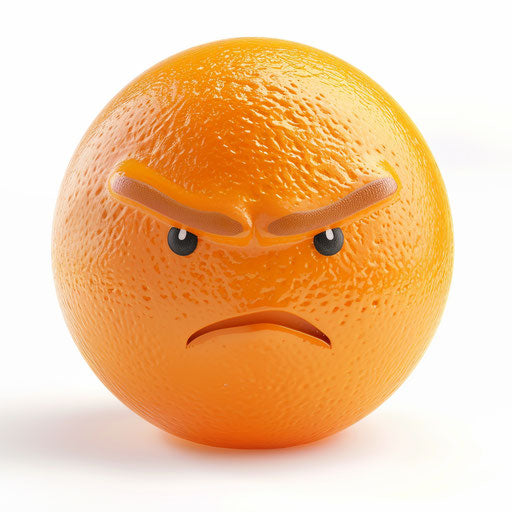 Orange emotion on white background, tenebrism mastery style