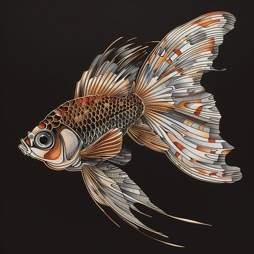 Realistic fish illustration on dark charcoal background