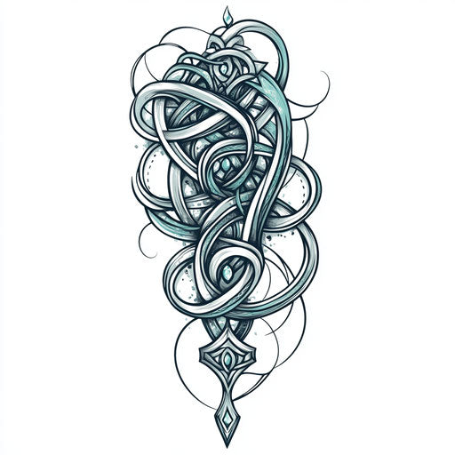 Flat tattoo sketch with intricate Celtic knots