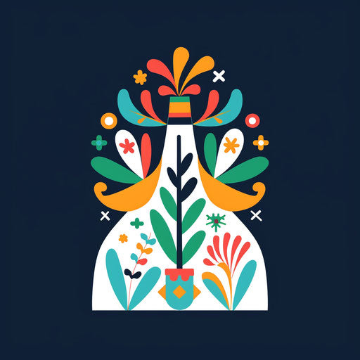 Whimsical clothing logo with playful elements and bright colors